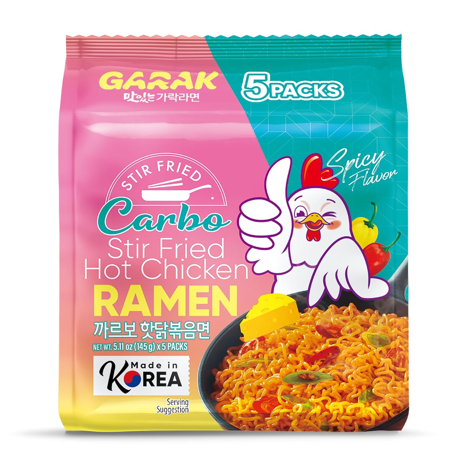 Garak Carbonara Hot Chicken Ramen Instant Noodles (5 Bags)